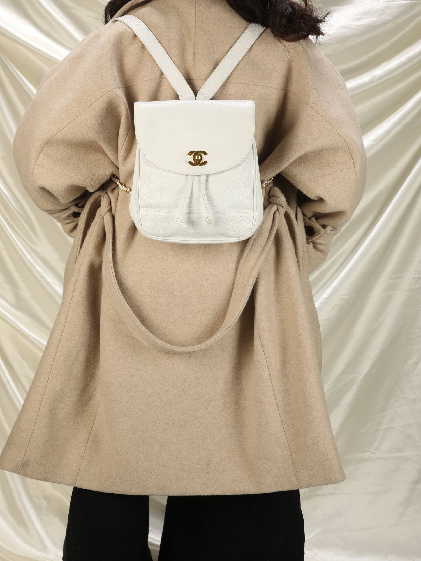 Chanel Caviar Logo Backpack