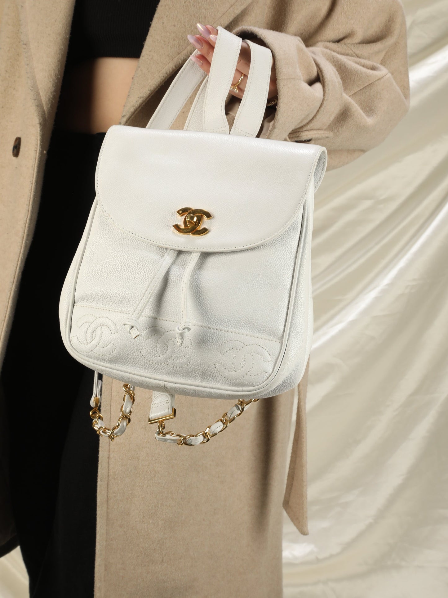 Chanel Caviar Logo Backpack