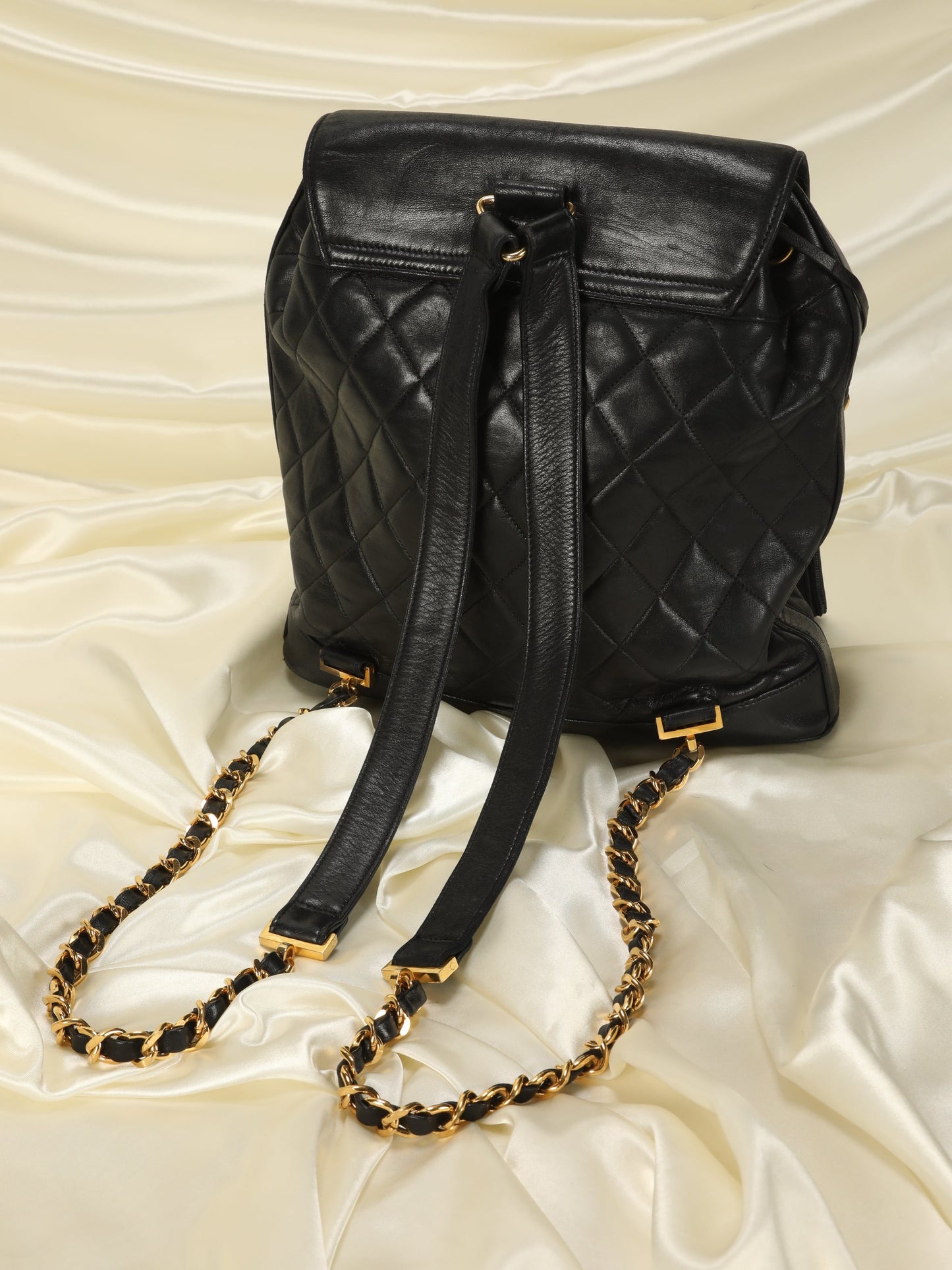 Chanel Lambskin Quilted Chain Backpack with Pouch