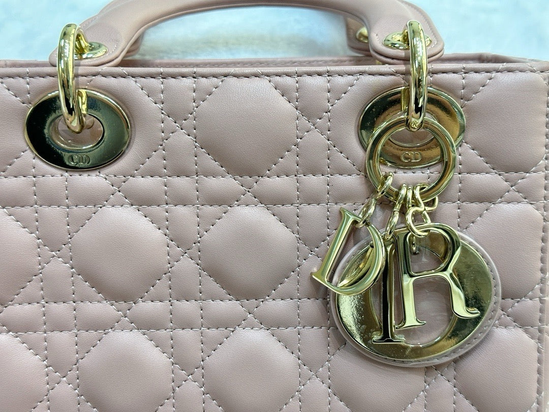 Christian Dior Small Lambskin Cannage My ABC Dior Lady Dior Pink