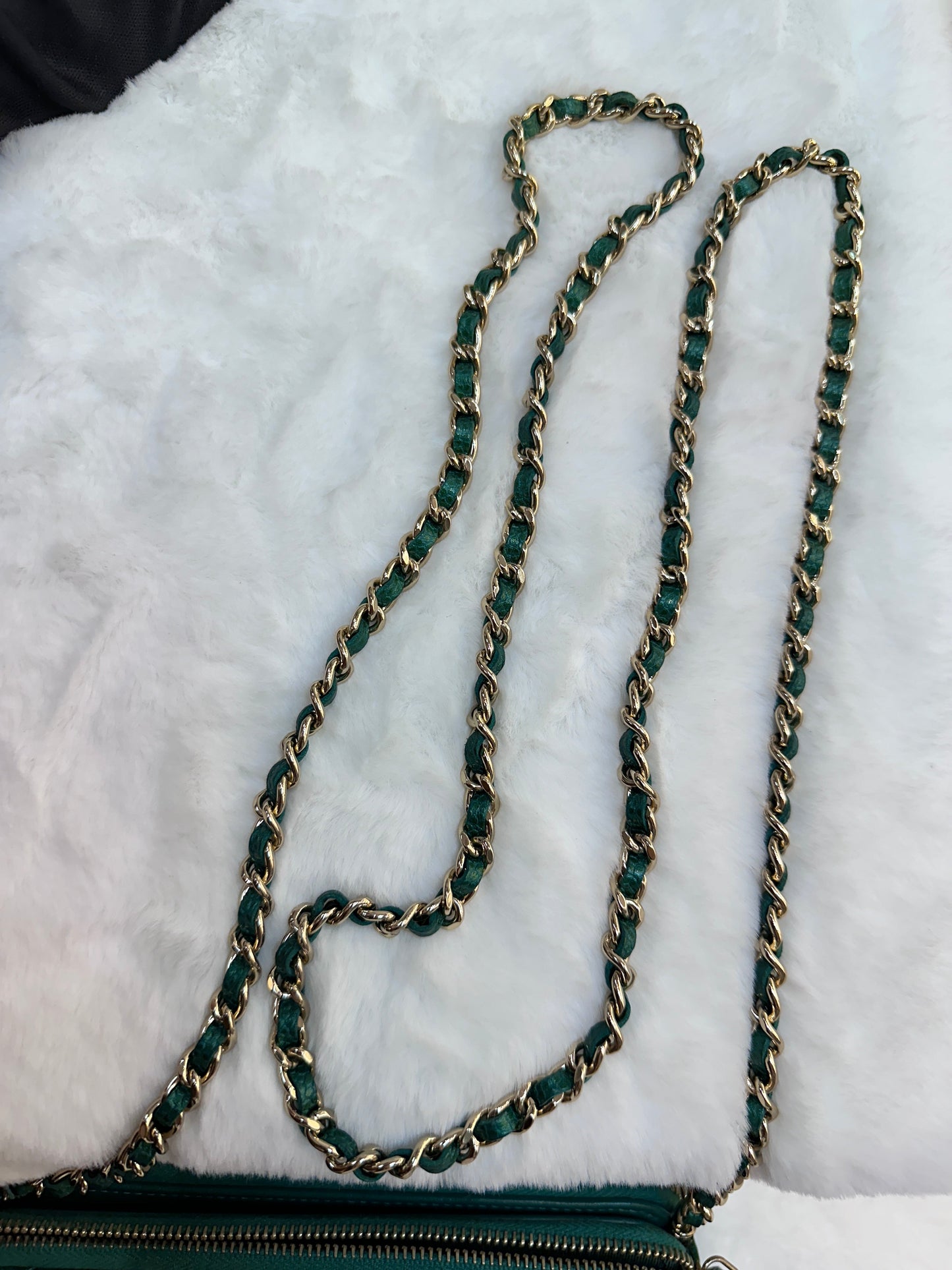 Chanel Emerald Green Double Zip Chain