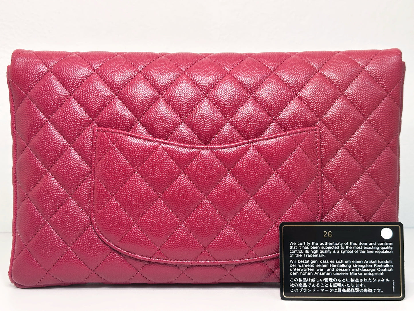 Chanel Flap Clutch Bag Red Caviar SHW 2645 holo card