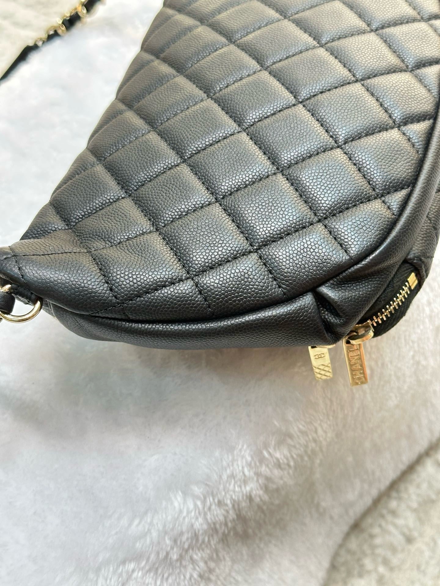 Chanel Black Quilted Caviar Leather Business Affinity Waist Belt Bag (not have card)