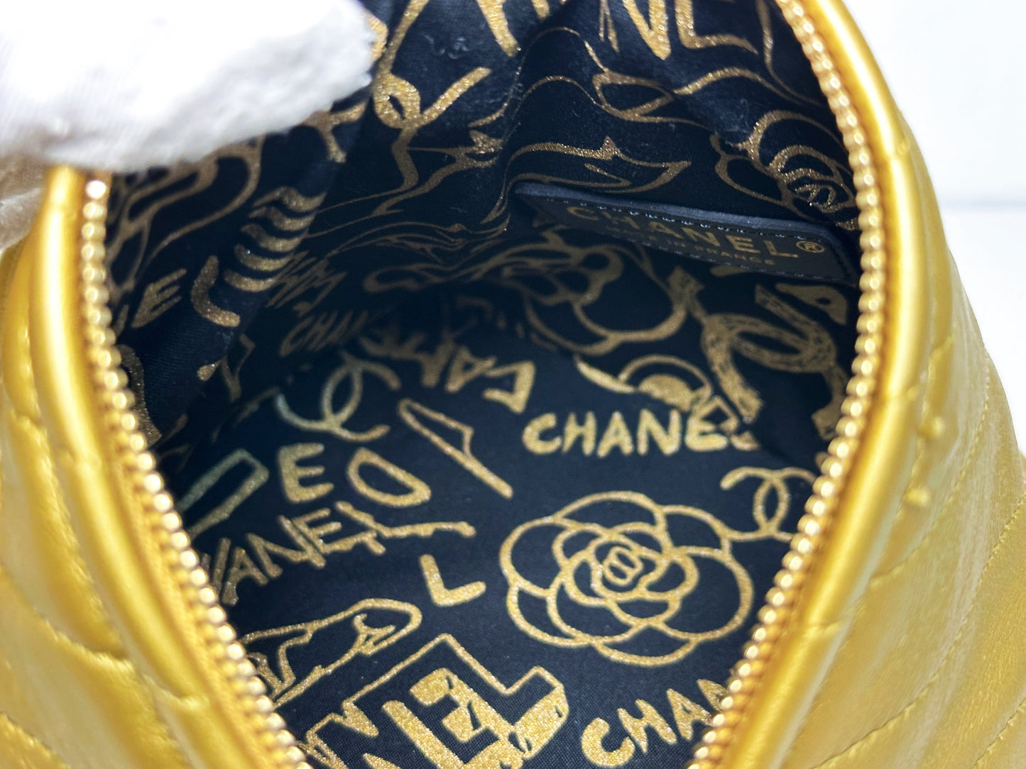 Chanel Gold Pyramid Leather Clutch Golden 2831 holo