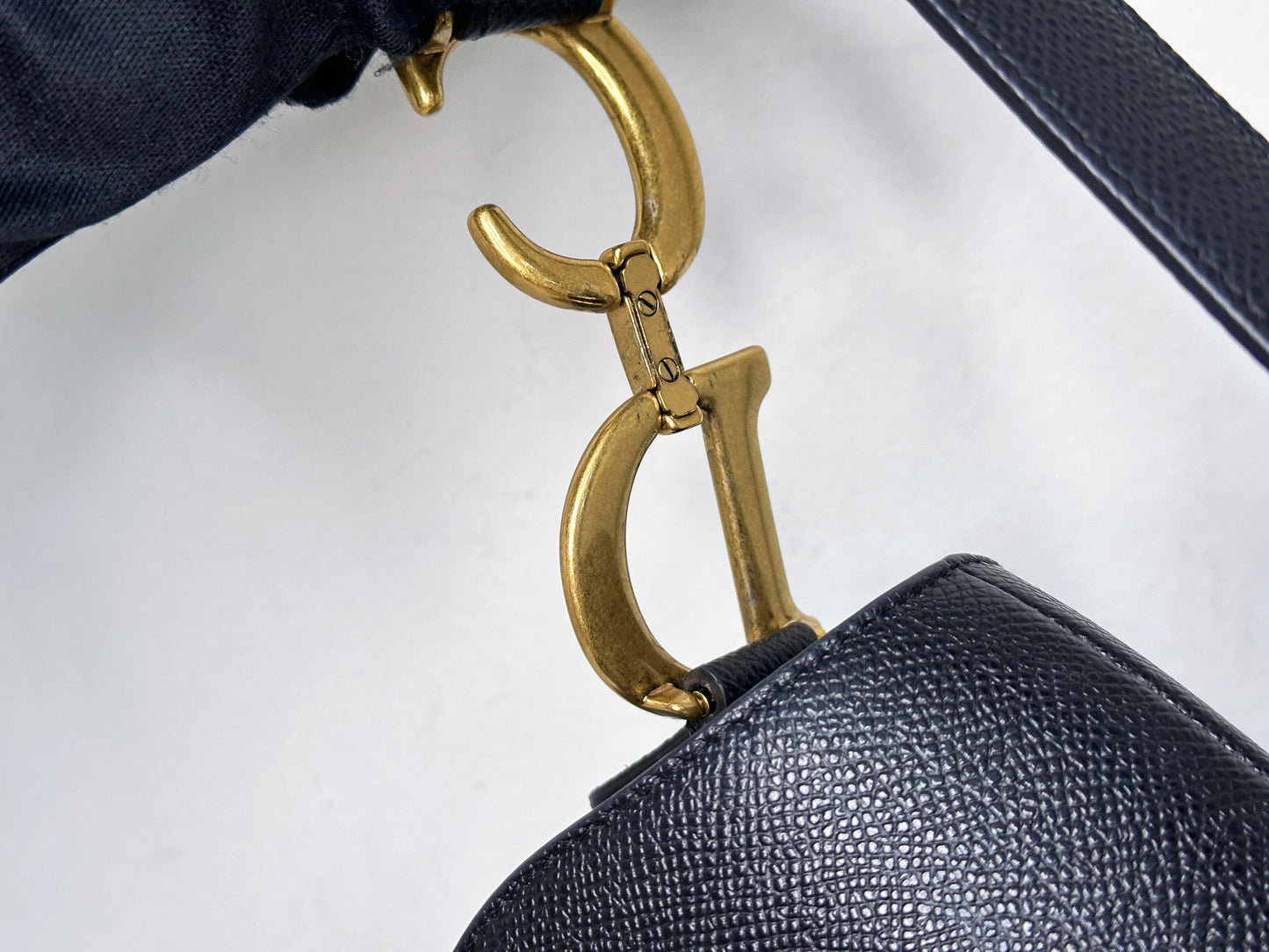 Christian Dior Saddle Bag with Strap Golden Saddle Black Calfskin 2022 year