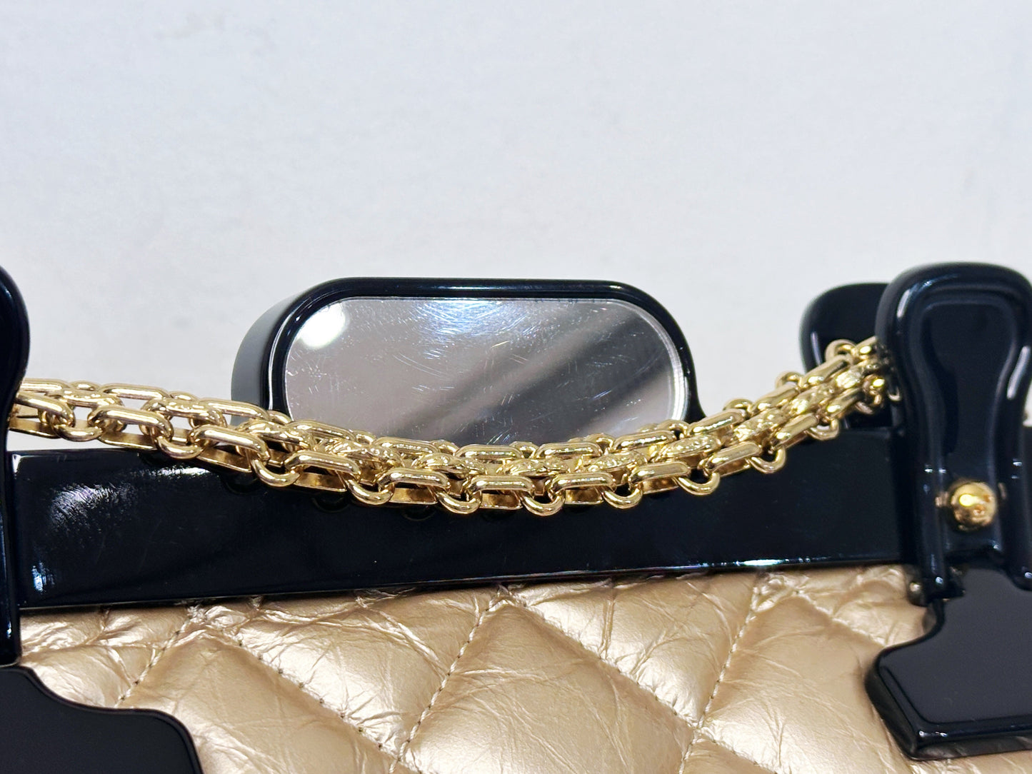 Chanel Aged Calfskin Quilted 2.55 Reissue Mini Hanger Flap Gold 2355 holo card