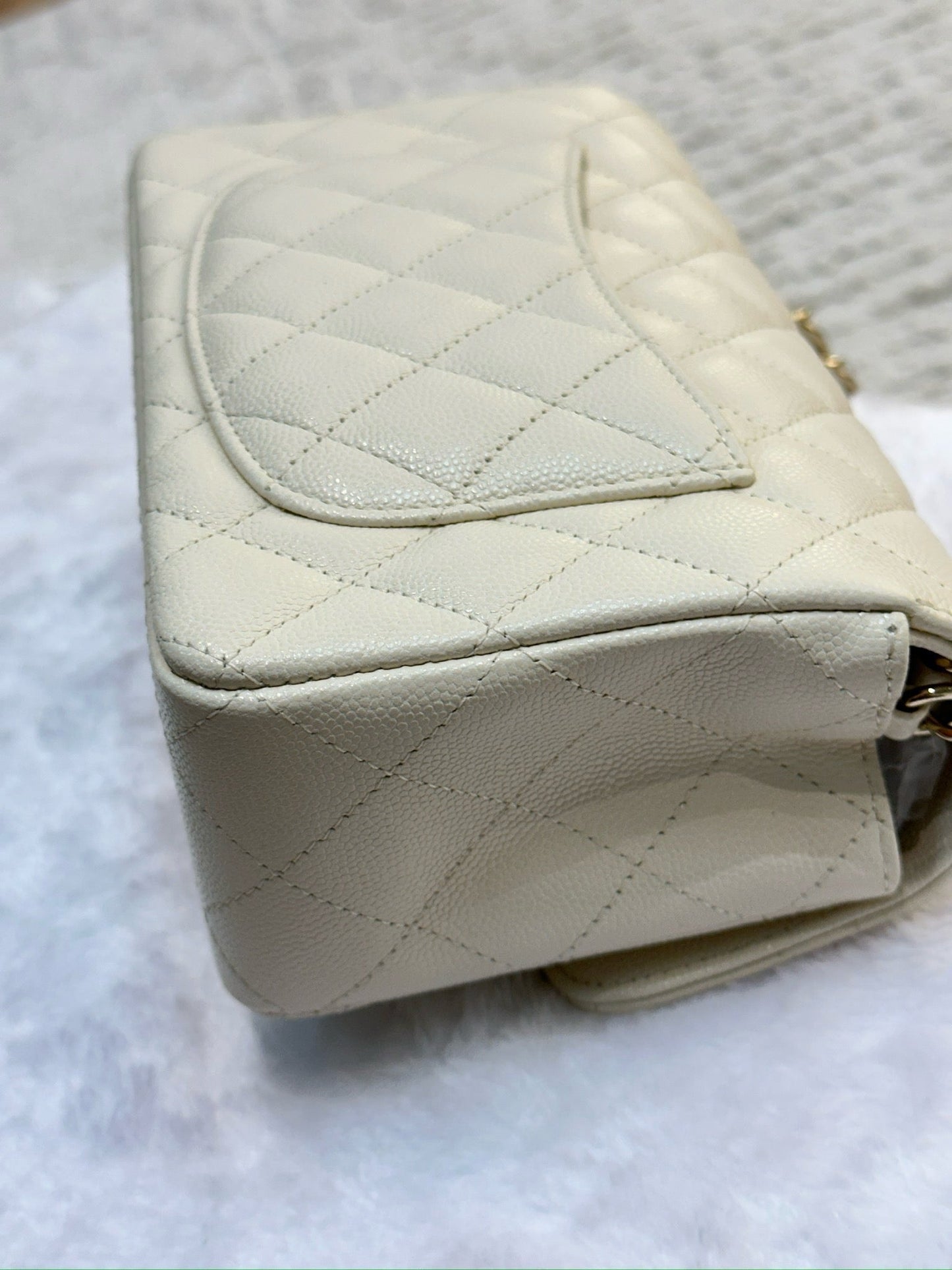 Chanel Mini Rectangle Caviar Ivory 17C GHW