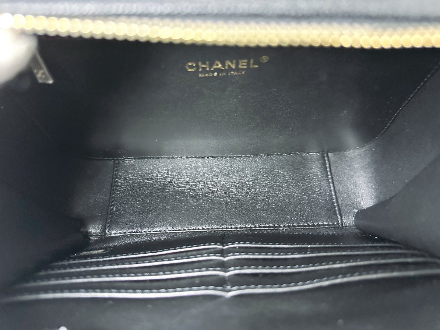 Chanel Filigree Large Black Vanity Case Bag in Caviar Leather GHW