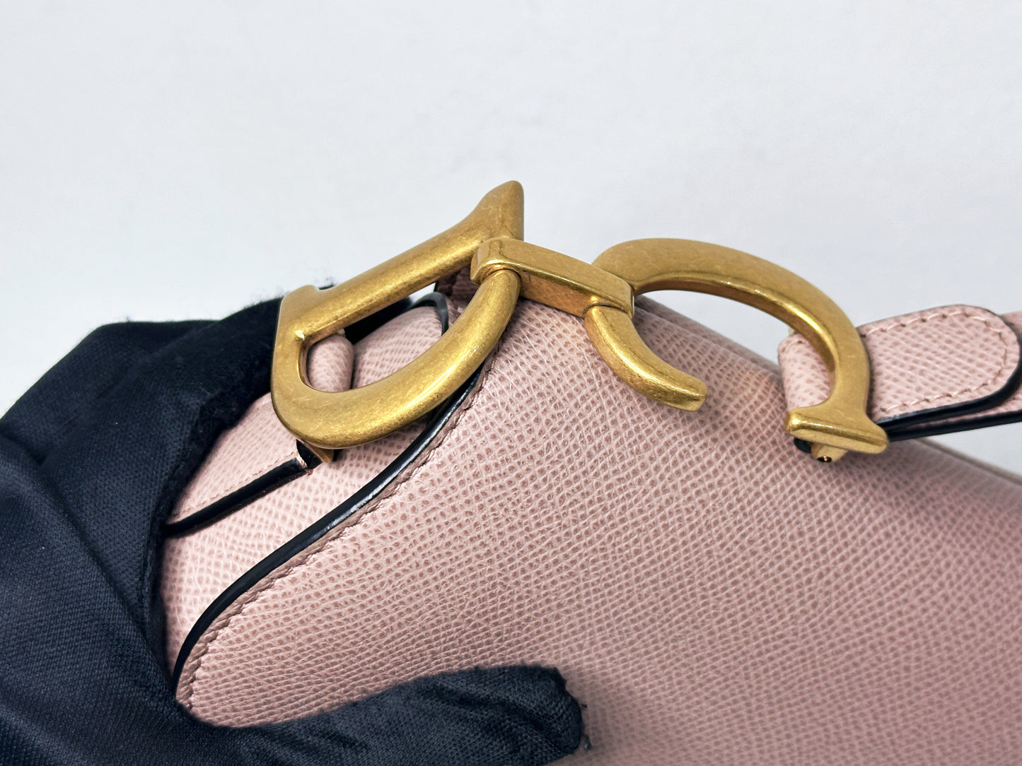 Christian Dior Saddle Bag with Strap Golden Saddle Nude Brush Grained Calfskin 2023 year