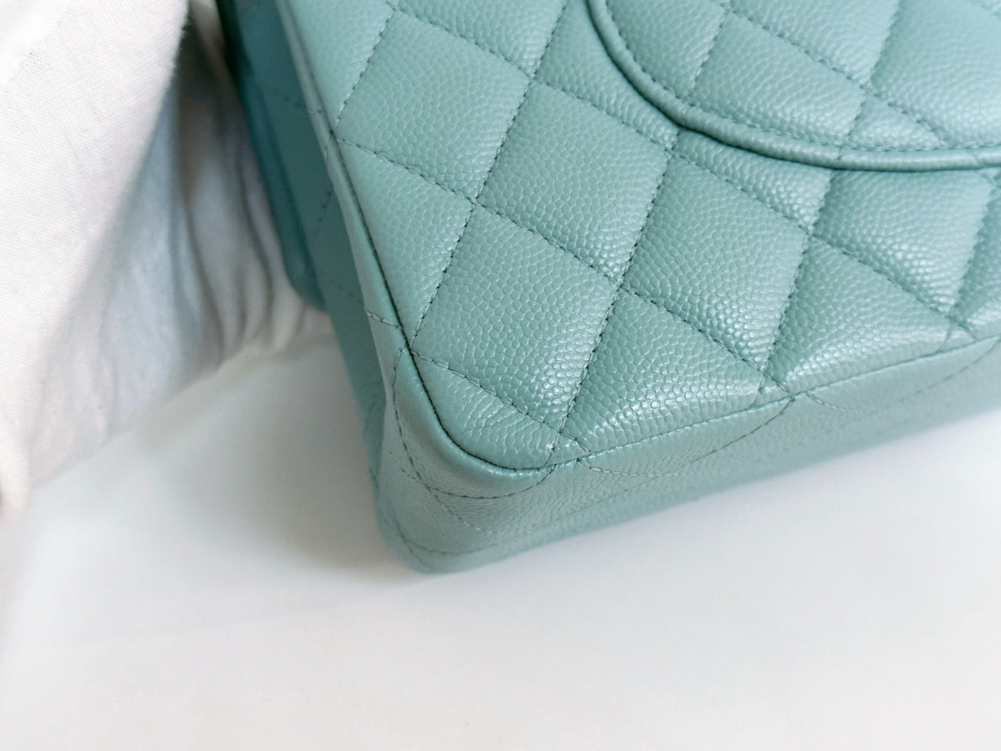 Chanel Classic Flap Medium 20C Tiffany Blue Caviar Light Gold Hardware 2943 holo card