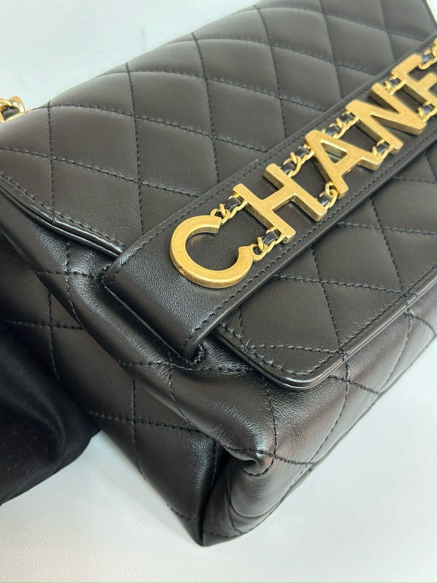 Chanel Calfskin Quilted Small Enchained Flap Black 2955 holo card