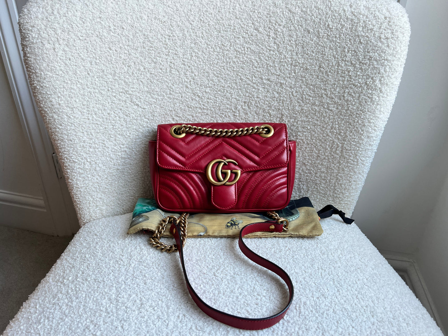 Gucci GG Hibiscus Red Marmont Mini Shoulder Bag (RRP £1,890)