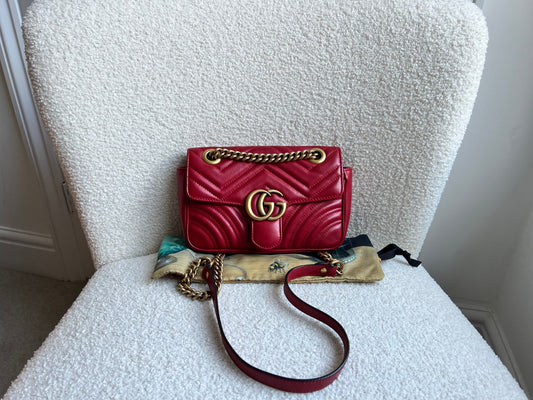 Gucci GG Hibiscus Red Marmont Mini Shoulder Bag (RRP £1,890)