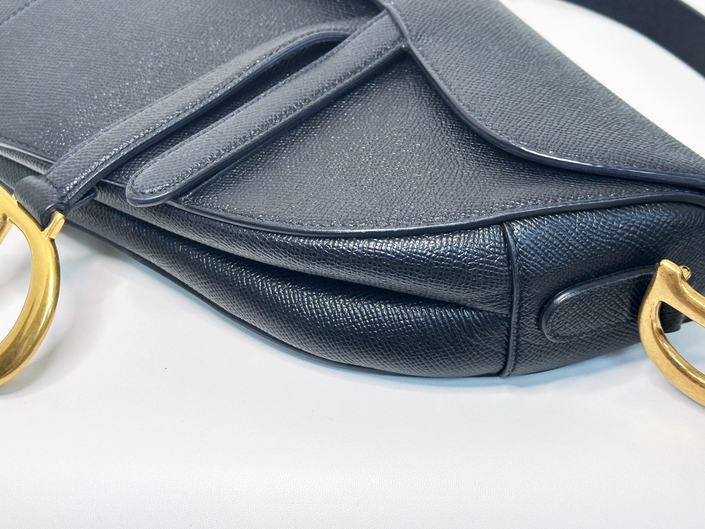 Christian Dior Saddle Bag with Strap Golden Saddle Black Calfskin 2022 year