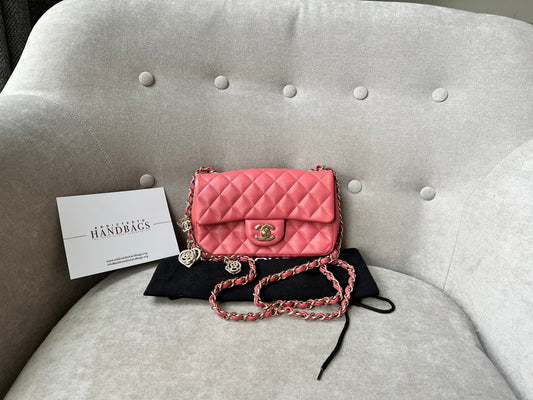 Chanel Mini Rectangular Classic Flap Valentines Day Edition in Pink Lambskin