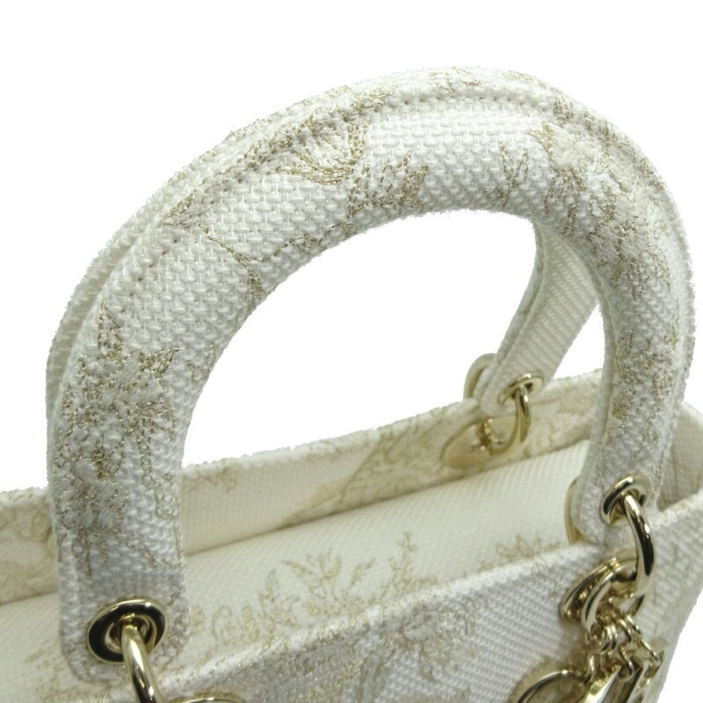 CHRISTIAN DIOR Lady D-LITE Medium 2022 Limited Ladies Handbag Toile White/Gold