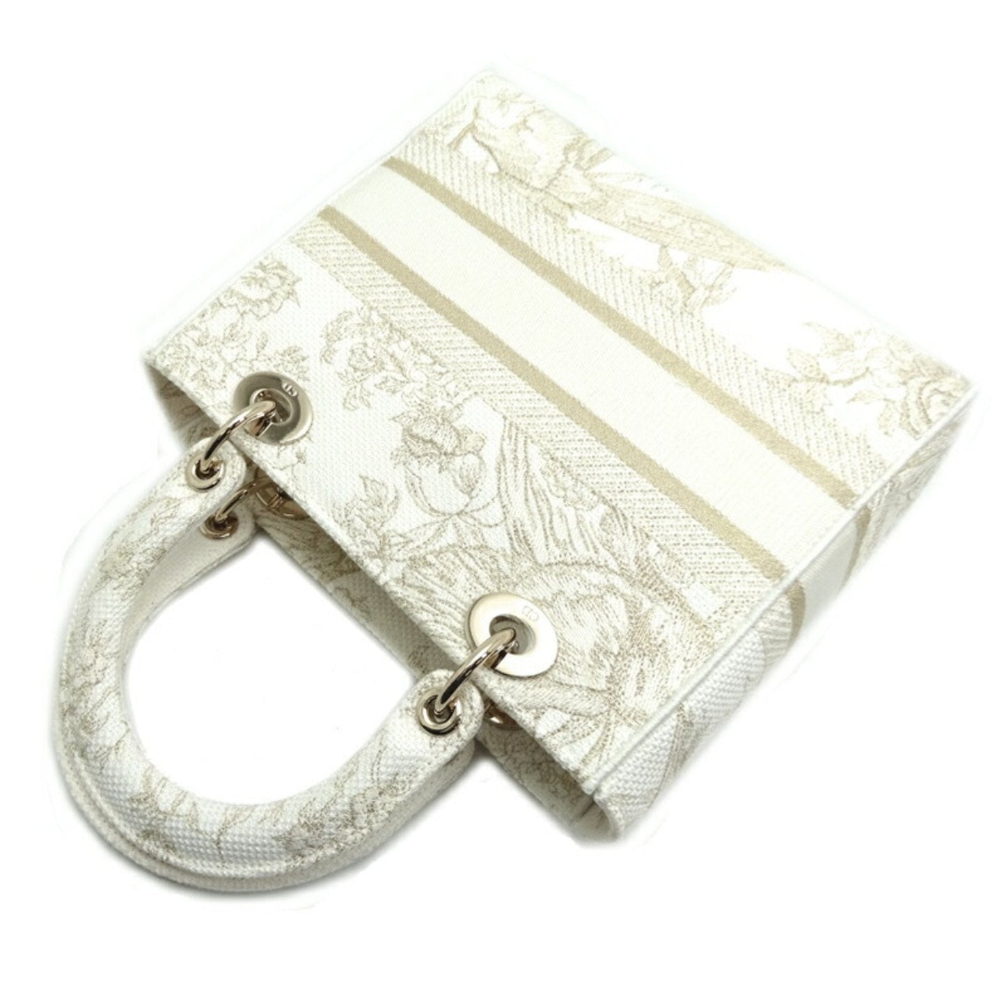 CHRISTIAN DIOR Lady D-LITE Medium 2022 Limited Ladies Handbag Toile White/Gold