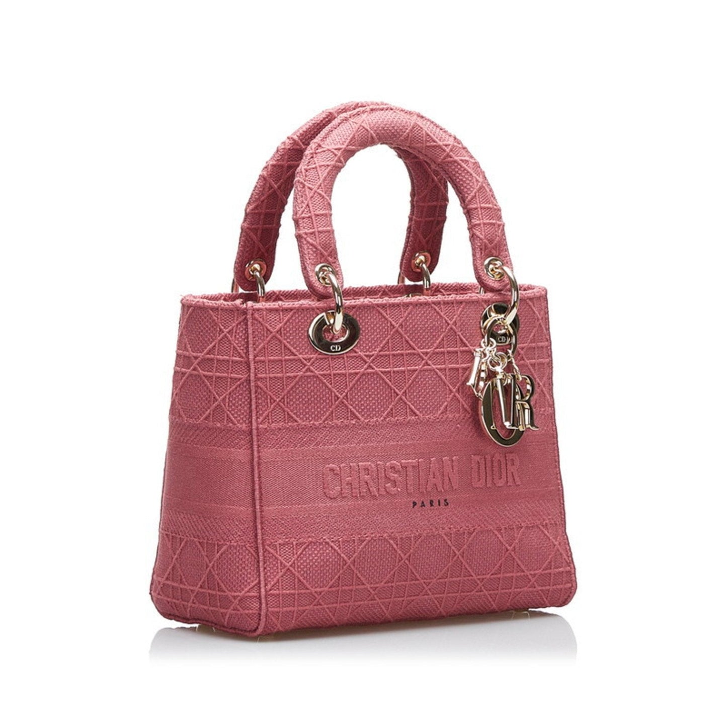 CHRISTIAN DIOR Dior Canage Lady Delight Handbag Shoulder Bag Pink Canvas Ladies