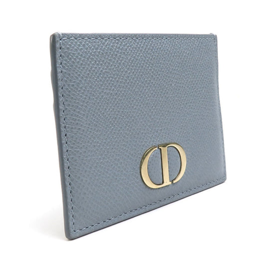 CHRISTIAN DIOR Card Case Pass Leather Blue Gray Ladies