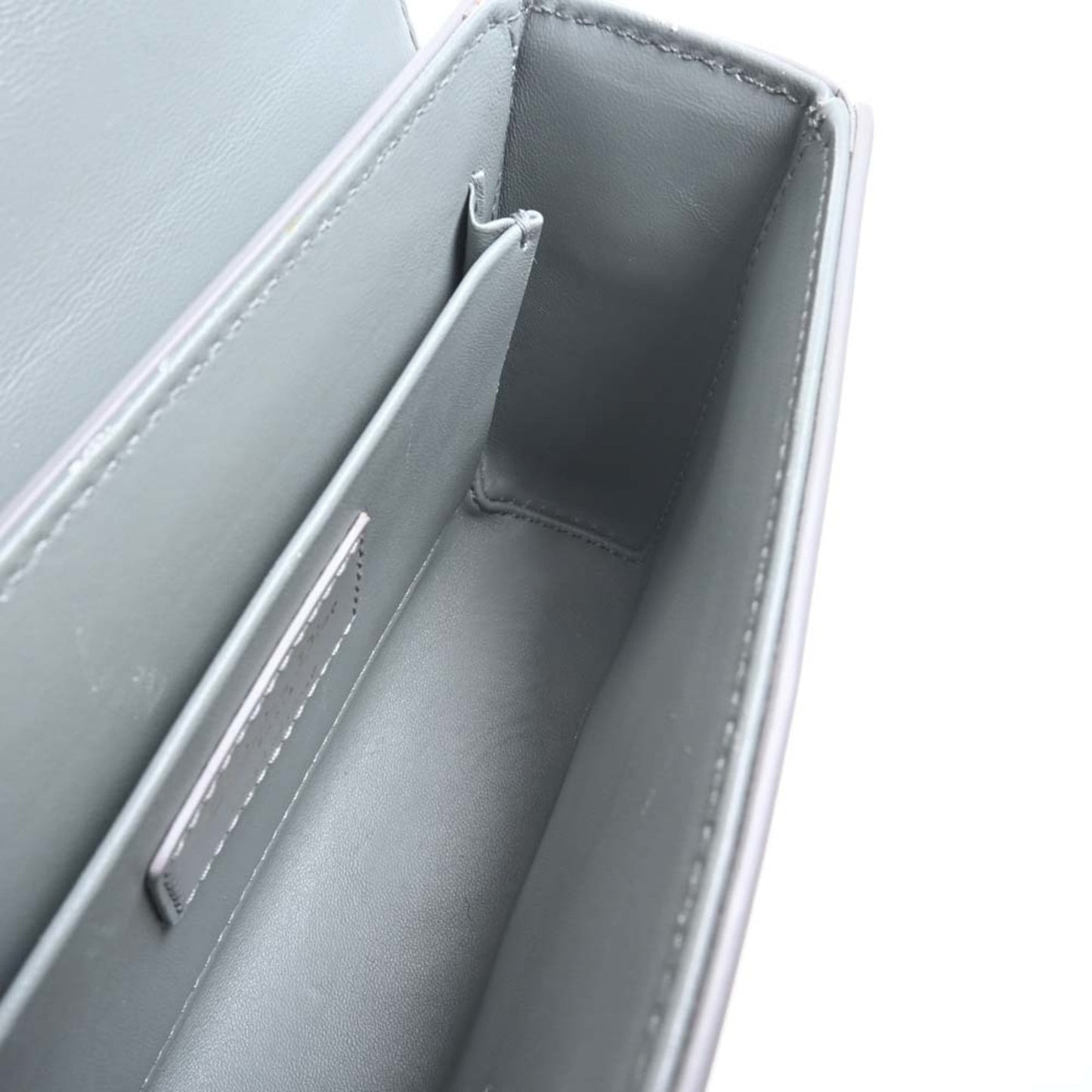 CHRISTIAN DIOR Leather 30 Montaigne Box Bag Shoulder Gray Women's