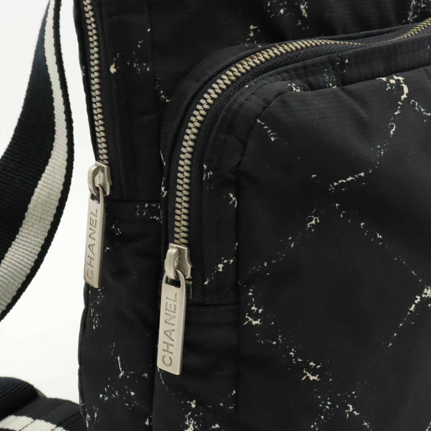 CHANEL Chanel Old Travel Line Rucksack Backpack Daypack Nylon Jacquard Black