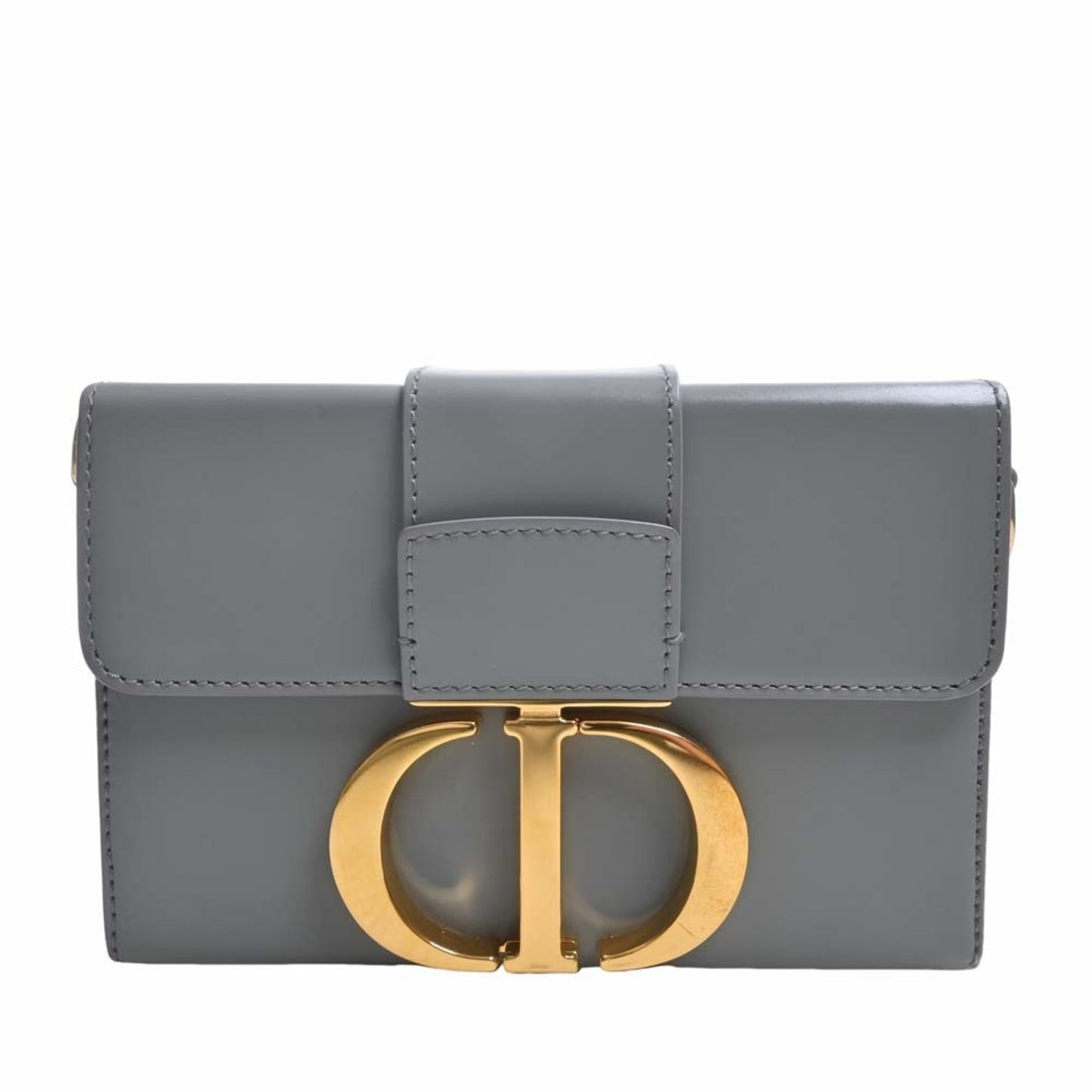 CHRISTIAN DIOR Leather 30 Montaigne Box Bag Shoulder Gray Women's