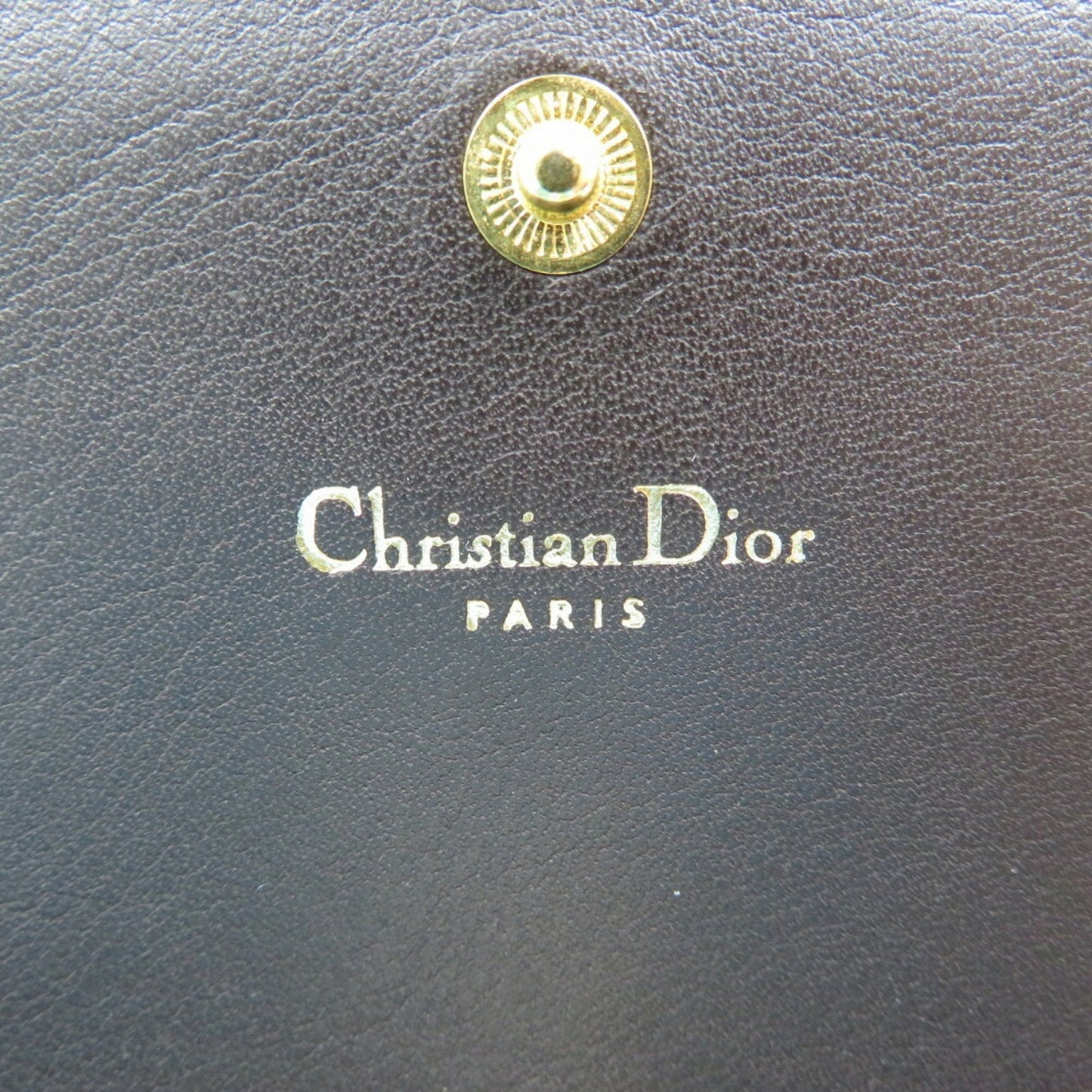 CHRISTIAN DIOR leather dark brown long wallet