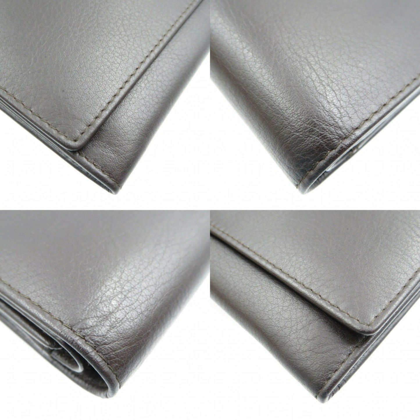 CHRISTIAN DIOR leather dark brown long wallet