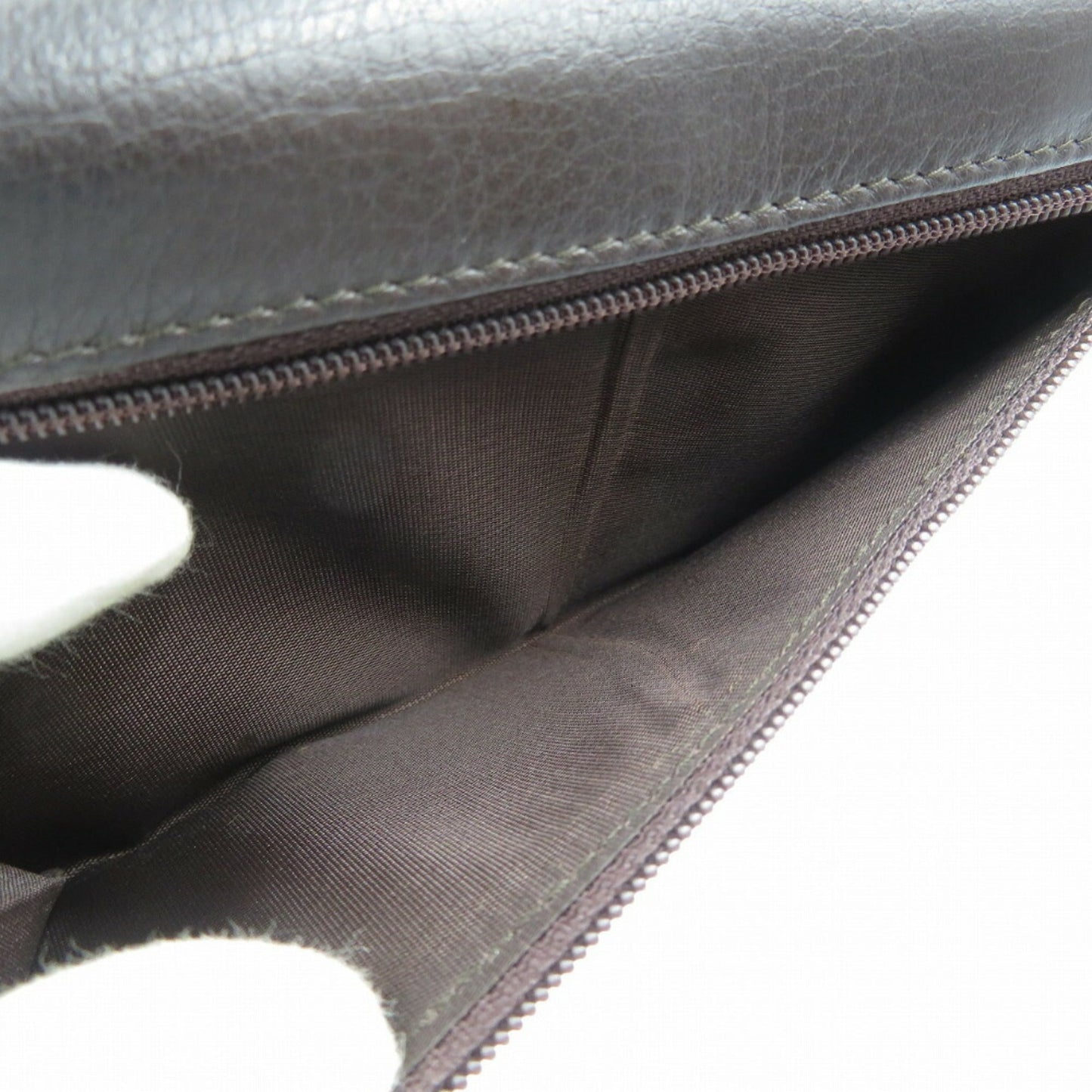 CHRISTIAN DIOR leather dark brown long wallet