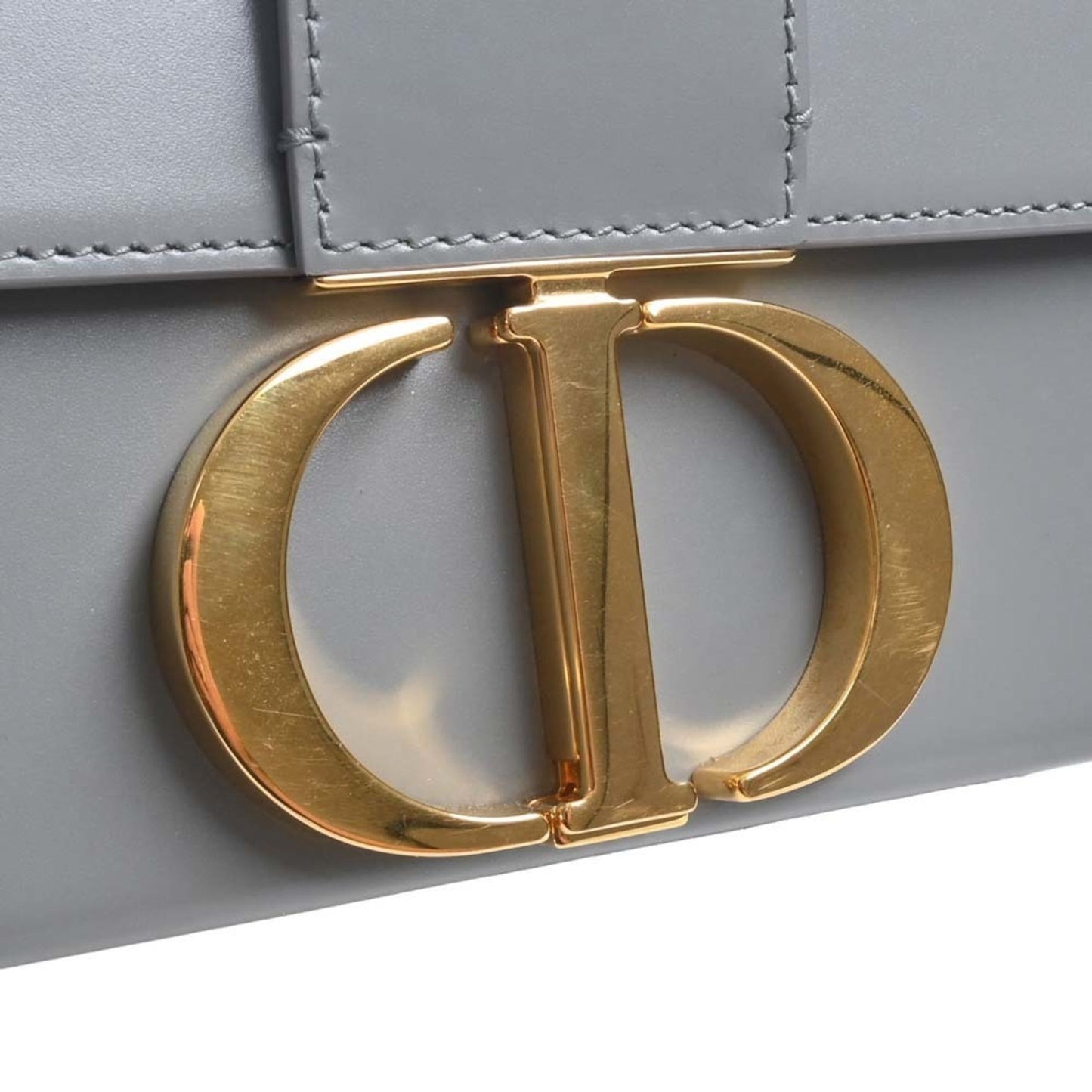 CHRISTIAN DIOR Leather 30 Montaigne Box Bag Shoulder Gray Women's