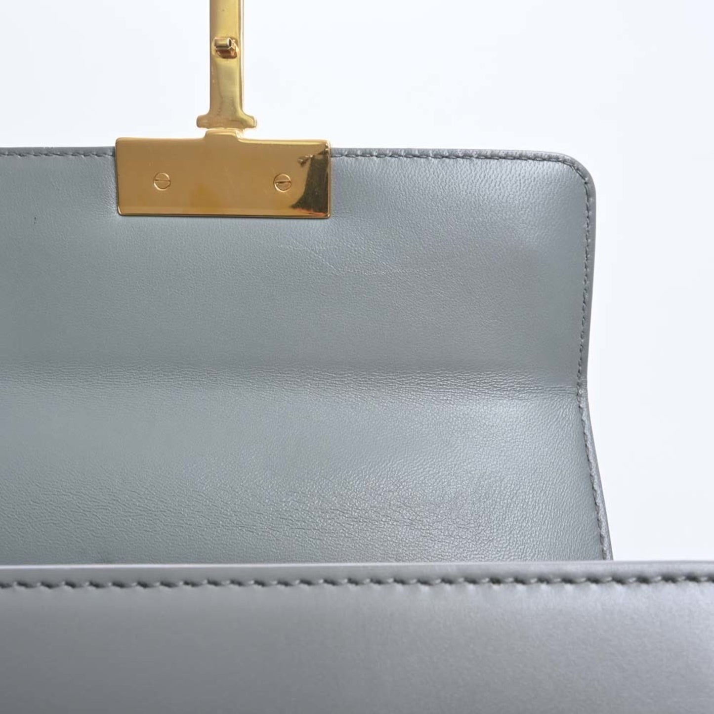 CHRISTIAN DIOR Leather 30 Montaigne Box Bag Shoulder Gray Women's