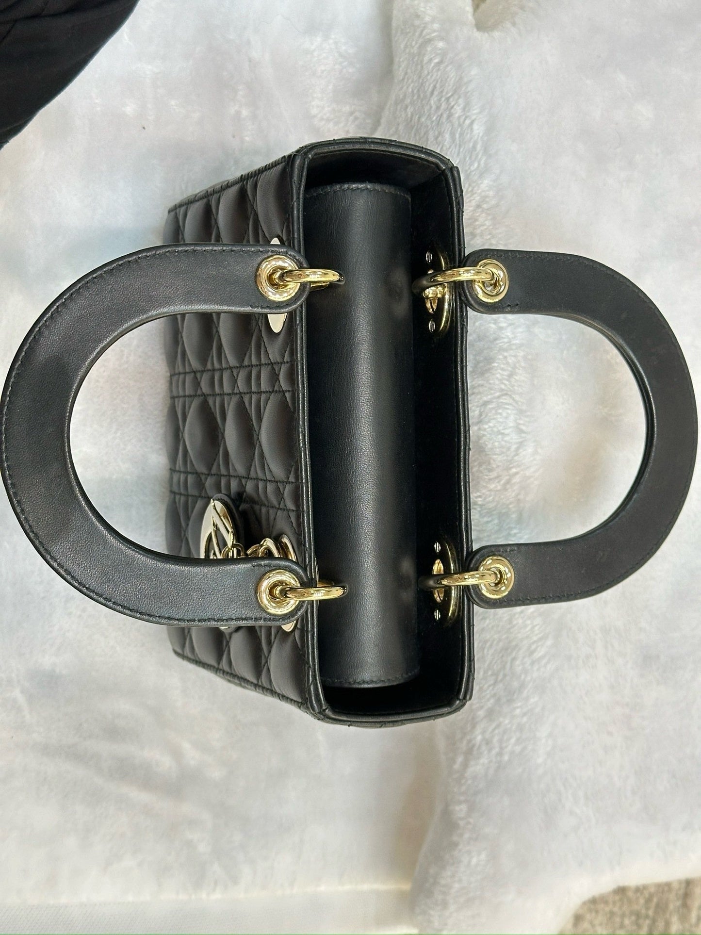 Christian Dior Small Cannage Lambskin My Lady Dior ABC Bag Black GHW