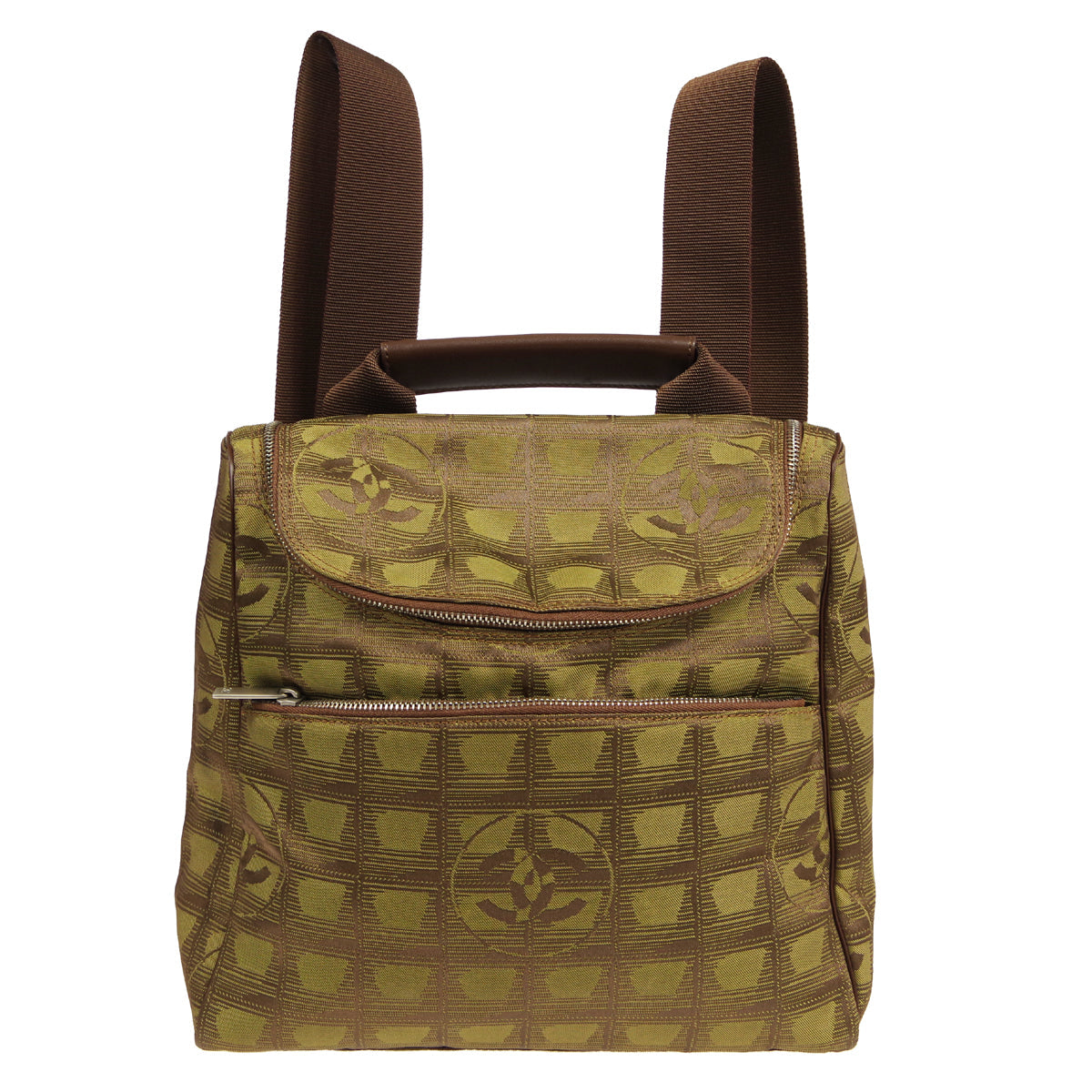 Chanel 2001-2003 New Travel Line Backpack Brown Jacquard