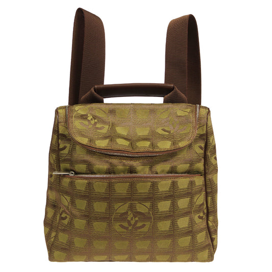 Chanel 2001-2003 New Travel Line Backpack Brown Jacquard