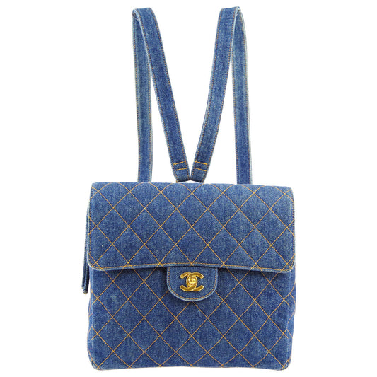 CHANEL * 1996-1997 Classic Flap Backpack Medium Denim