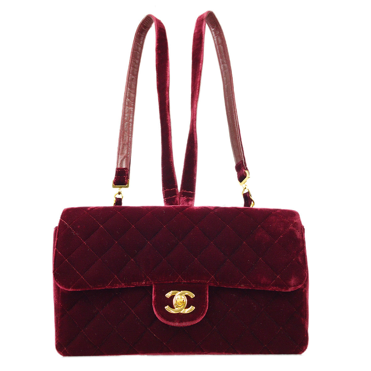 Chanel * 1994-1996 Classic Flap Backpack Medium Velvet Bordeaux