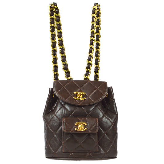 Chanel * 1994-1996 Duma Backpack Small Brown Lambskin