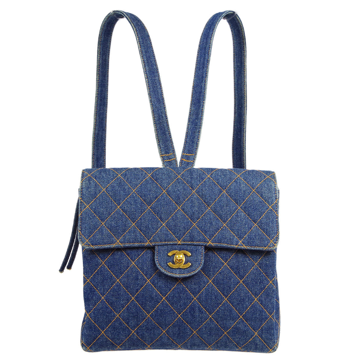 Chanel * 1990s Classic Flap Backpack Medium Denim