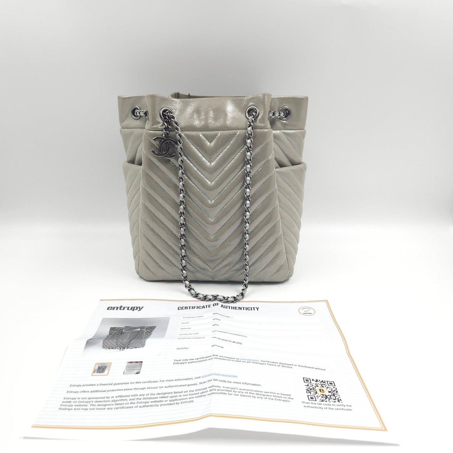 Chanel metallic calfskin chevron urban spirit bucket bag