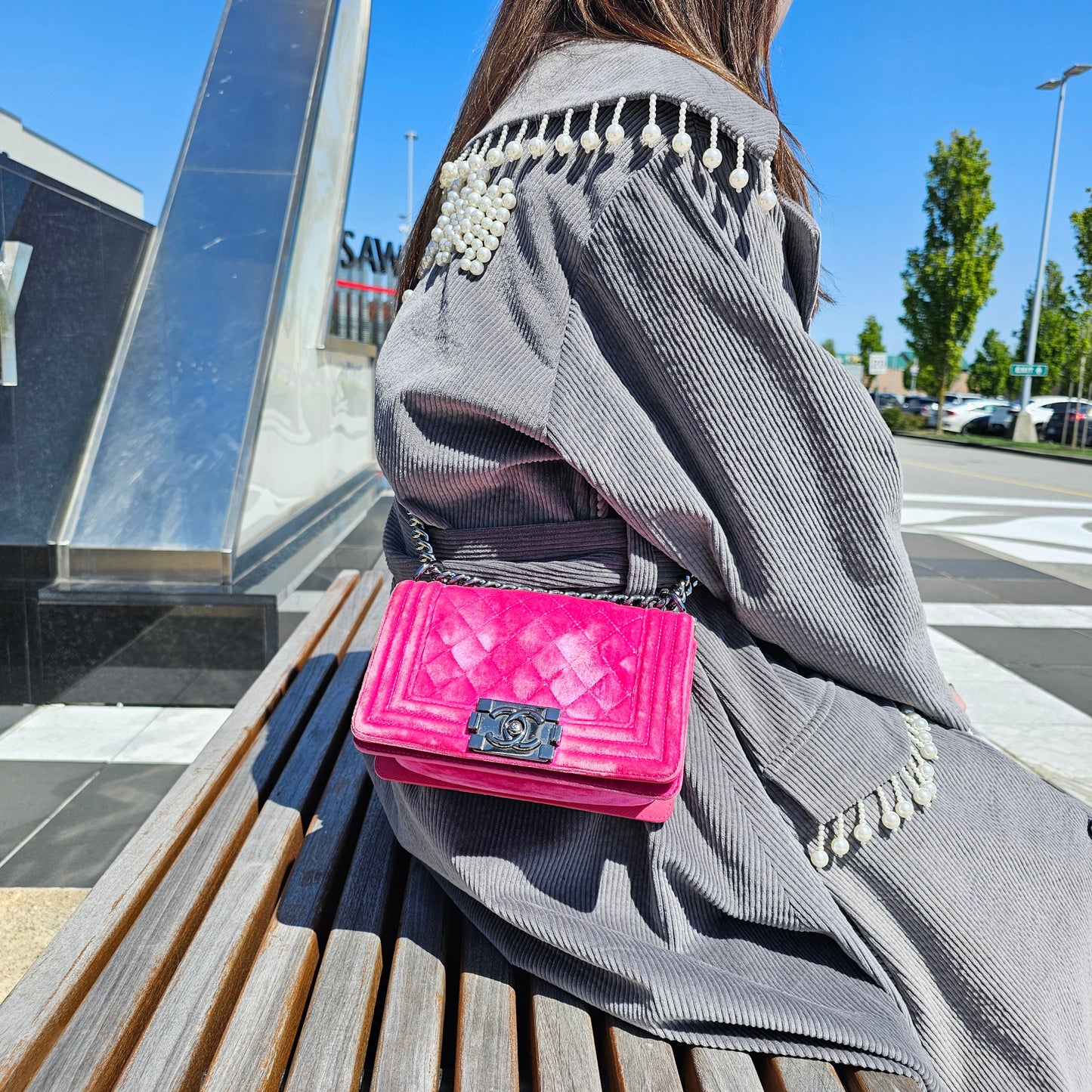 Chanel Pink Velvet Small LeBoy Bag TWS