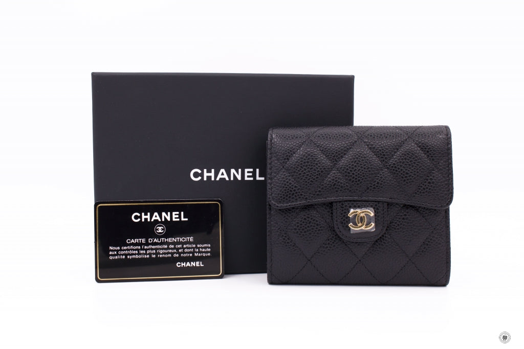 Chanel AP0231 Y01588 Classic Fold Wallet (old Model: A82288) Black Caviar Short Wallet Ghw