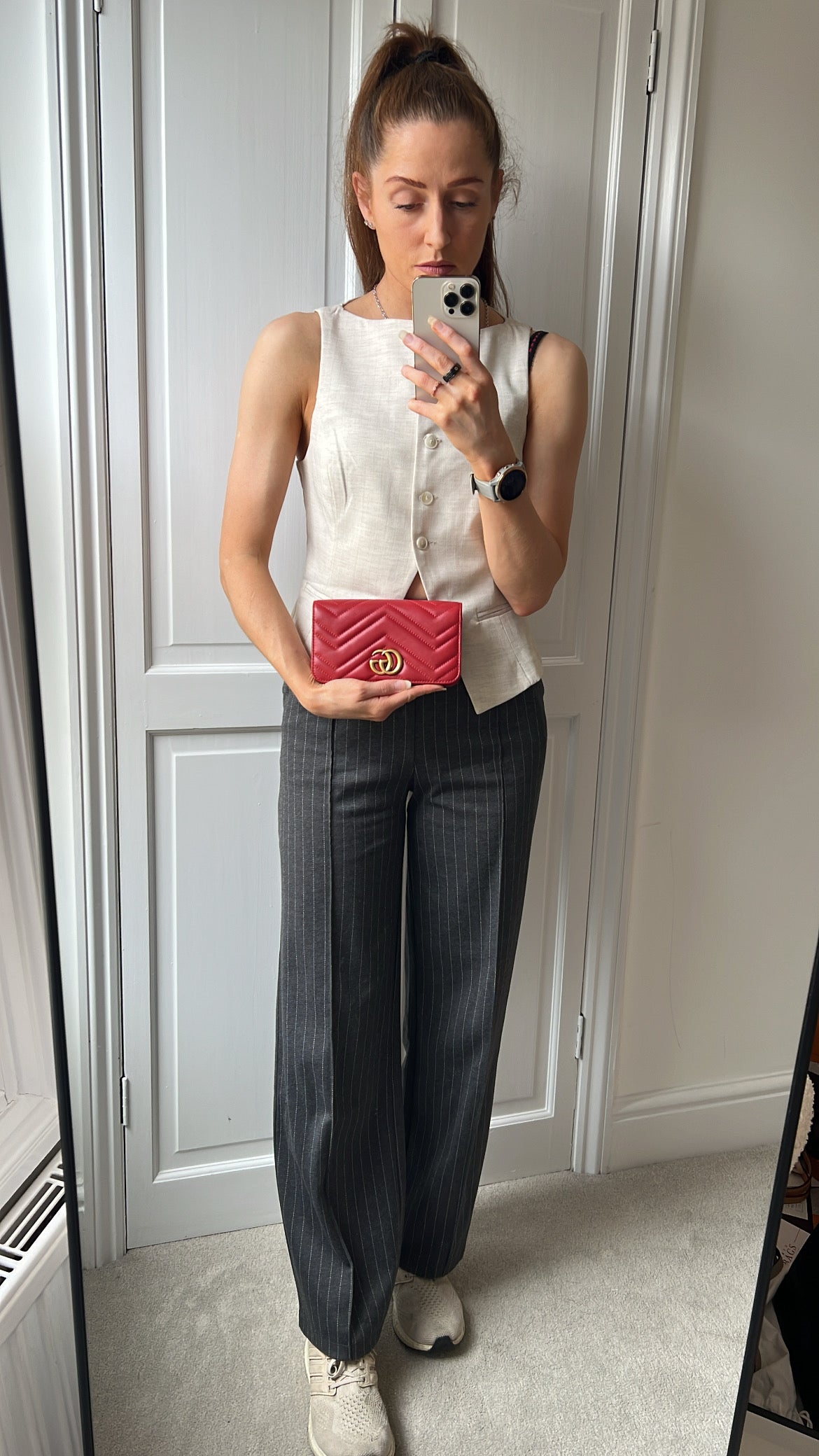 Gucci GG Hibiscus Red Marmont 2.0 Flap Chain Bag