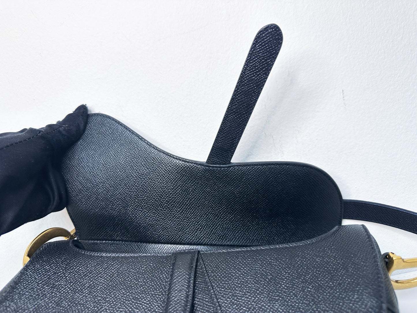 Christian Dior Saddle Bag with Strap Golden Saddle Black Calfskin 2022 year