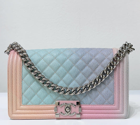Chanel Rainbow Qulited Caviar LeBoy Bag Medium