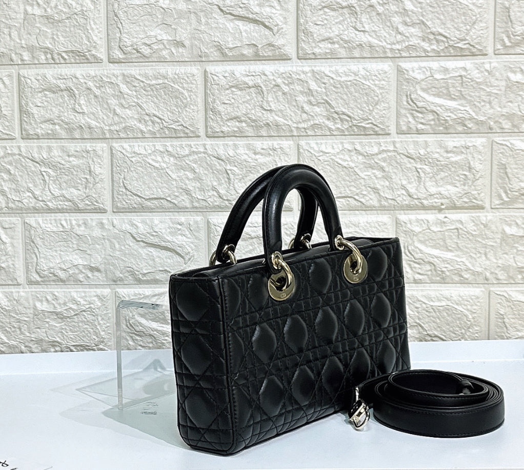 Dior Medium Lady D-Joy Bag Black Cannage Lambskin
