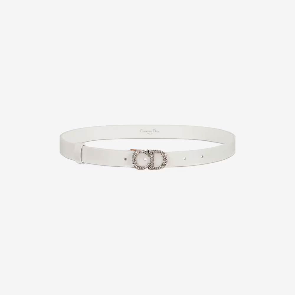 20mm Latte Ultrasmooth Calfskin and White Crystals Saddle Belt Designer Belts for Women