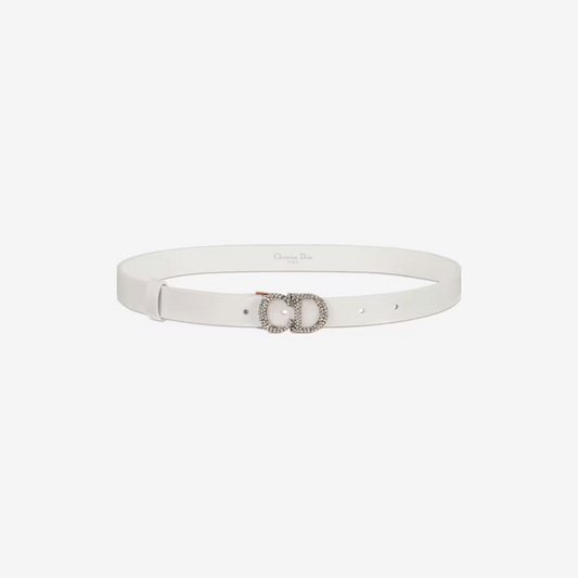 20mm Latte Ultrasmooth Calfskin and White Crystals Saddle Belt Designer Belts for Women