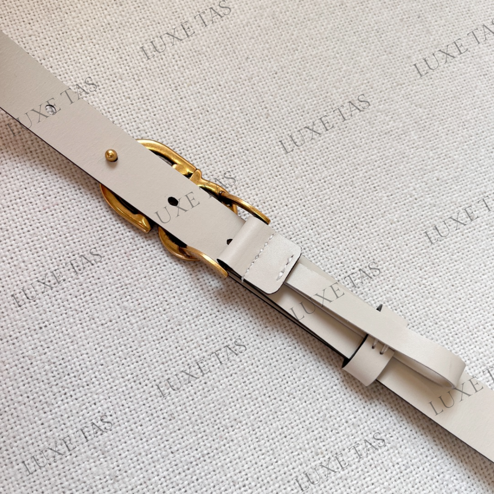 20mm Latte Ultrasmooth Calfskin and White Crystals Saddle Belt Designer Belts for Women
