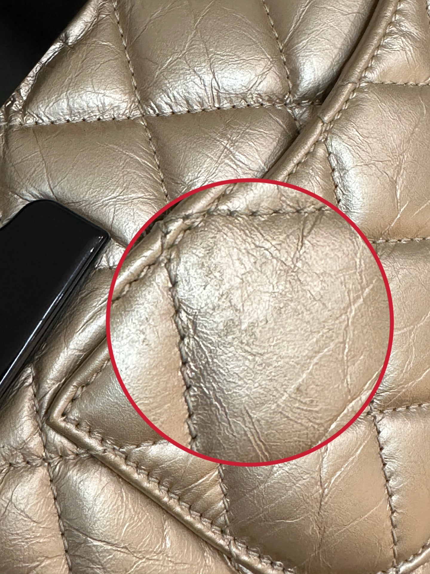 Chanel Aged Calfskin Quilted 2.55 Reissue Mini Hanger Flap Gold 2355 holo card