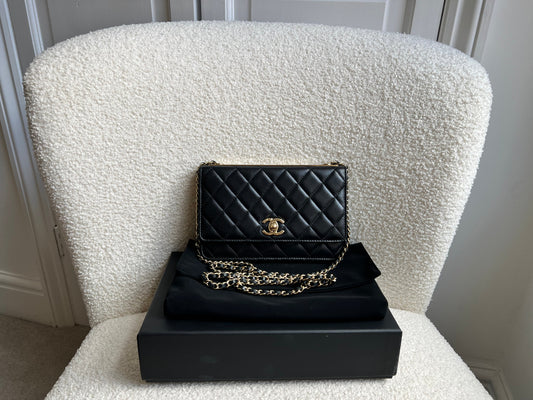 Chanel Trendy Wallet on Chain in Black Lambskin Gold Hardware (RRP £3,570)